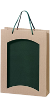 3er Papiertüte natur/grün mit Sichtfenster TU 3651