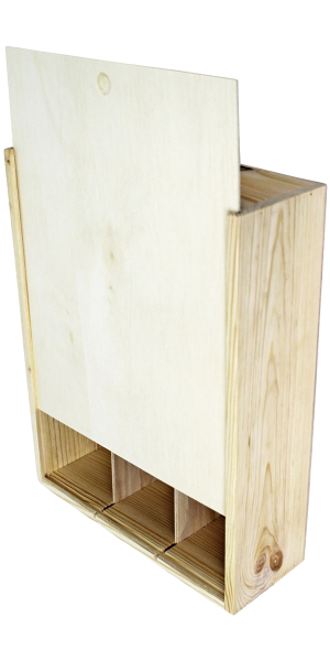 3er Holzkiste mit Schiebedeckel