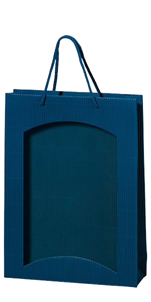 3er Papiertüte blau mit Sichtfenster TU 3601