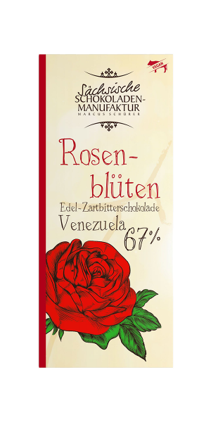 Criollo 67 % Edel-Zartbitterschokolade mit Rosenblüten 45 g